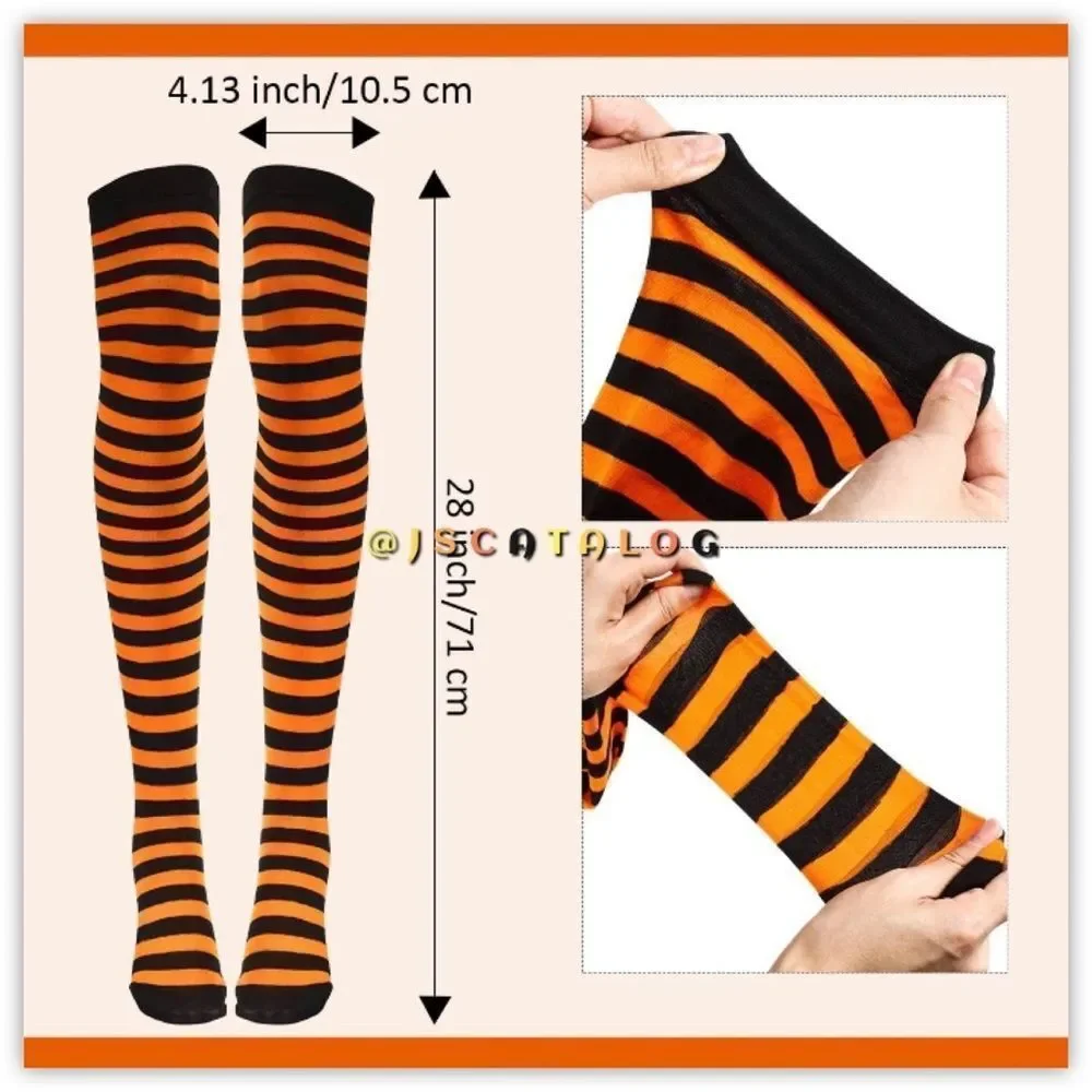 Spandex Striped Halloween Cosplay ThighHighs Stockings Socks OSFM